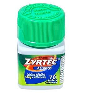 Zyrtec Allergy Relief 10mg Tablets 70 Count EXP 01/2027